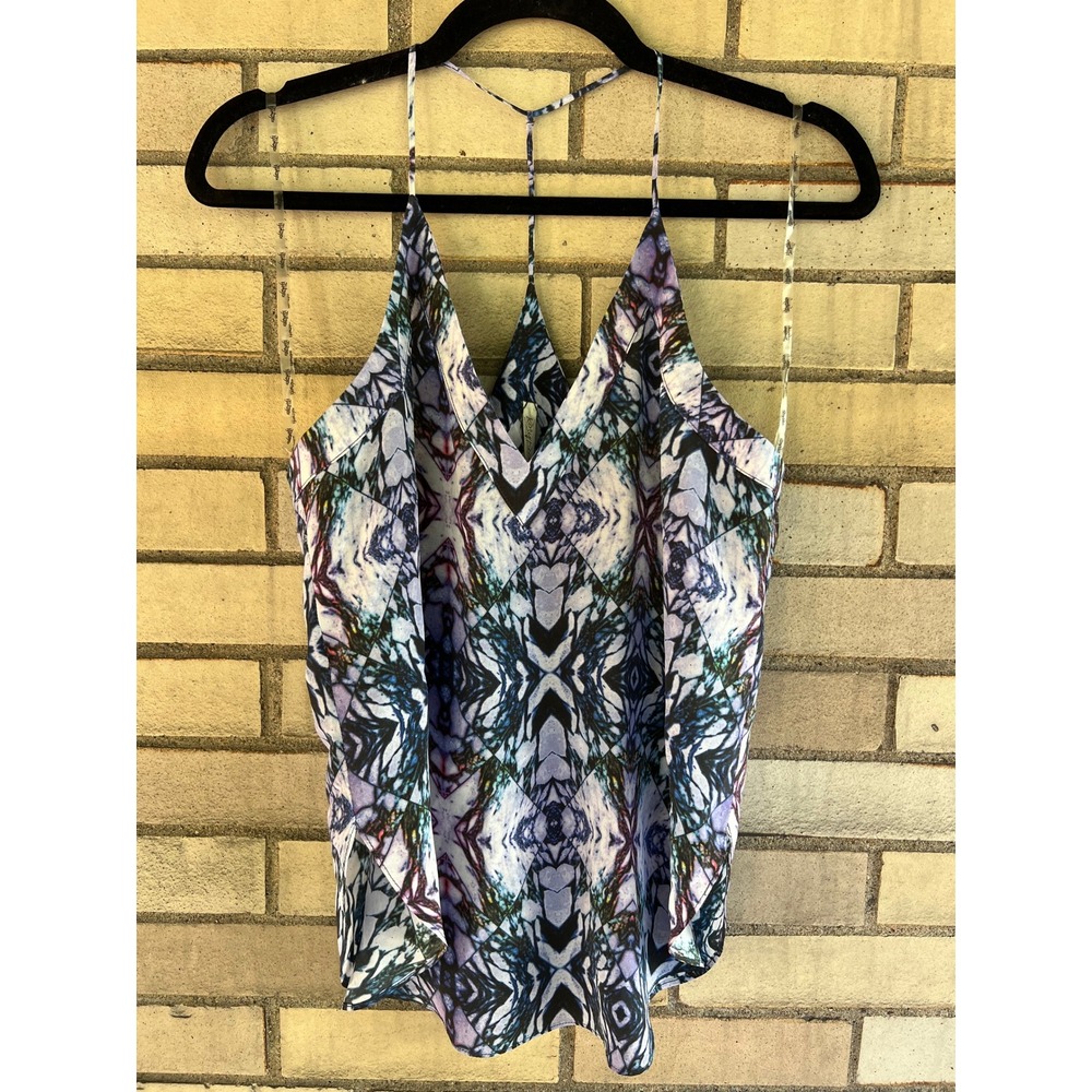 Rory Beca Blue Purple Kaleidoscope Silk‎ Racerback Camisole Tank Top XS